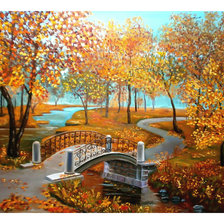 Схема вышивки «Осенний парк. 368/310, 67/57 см.»