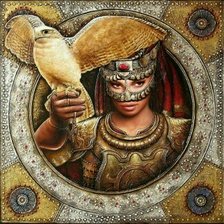 Схема вышивки «Девушка и сова»