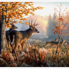 Схема вышивки «Олени в осеннем лесу»