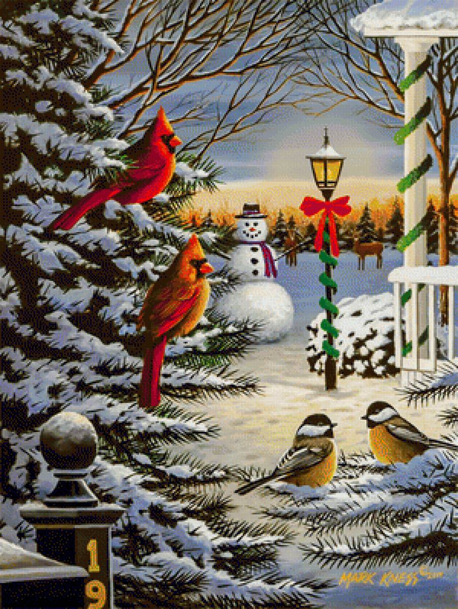 Holiday Friends. - mark kness art.christmas.birds. - предпросмотр