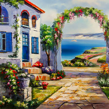 Схема вышивки «House With Garden Facing The Sea.»