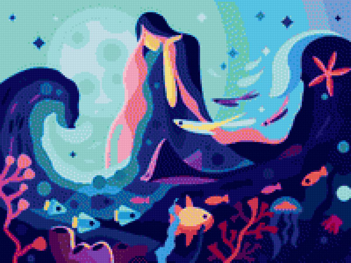 Русалка - подводный мир, рыбы, океан, сказка, русалка, девушка, море - предпросмотр