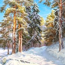 Схема вышивки «Солнечный зимний пейзаж.»