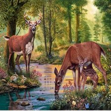 Схема вышивки «олени у ручья»