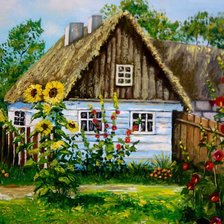 Схема вышивки «домик в деревне»