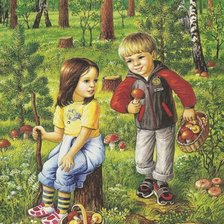 Схема вышивки «грибники»