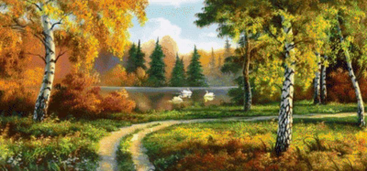 пейзаж - березы, пейзаж, осень, природа - предпросмотр