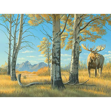Схема вышивки «Лось в осеннем лесу.»