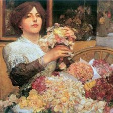 Схема вышивки «девушка с цветами по мотивам картины Гассам»