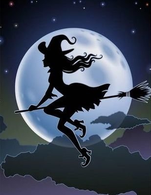 Ведьма в полете - ночь, луна, колдовство, хэллоуин, магия, ведьма - оригинал