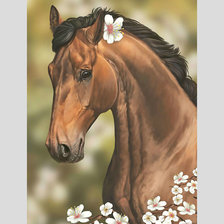 Схема вышивки «Конь в цветах.»