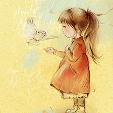 Схема вышивки «Девочка с птичкой»