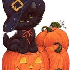 Схема вышивки «кот на хуллоуин»