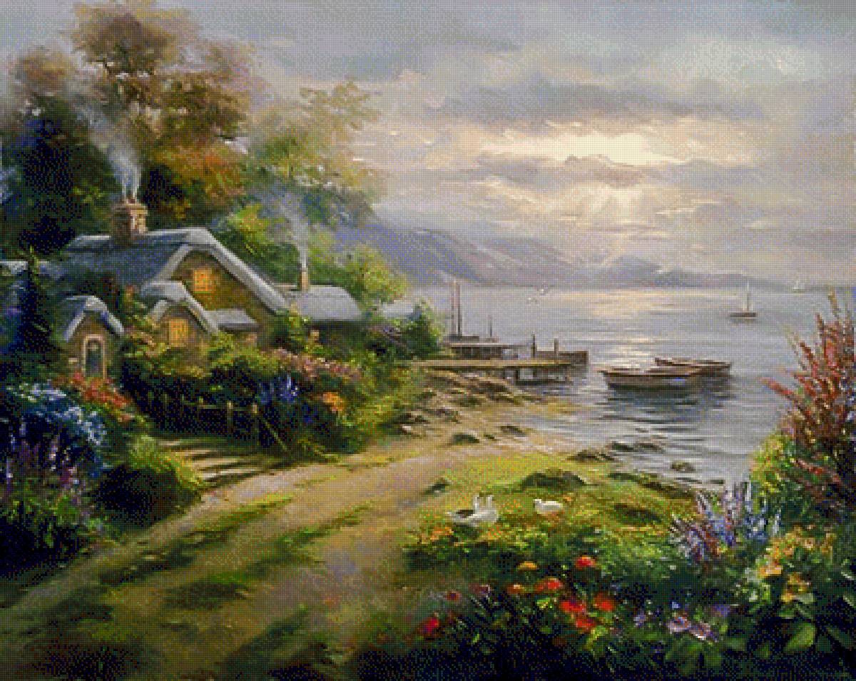 Seaside Cottage. - ghambaro paintings. seascapes.birds. - предпросмотр