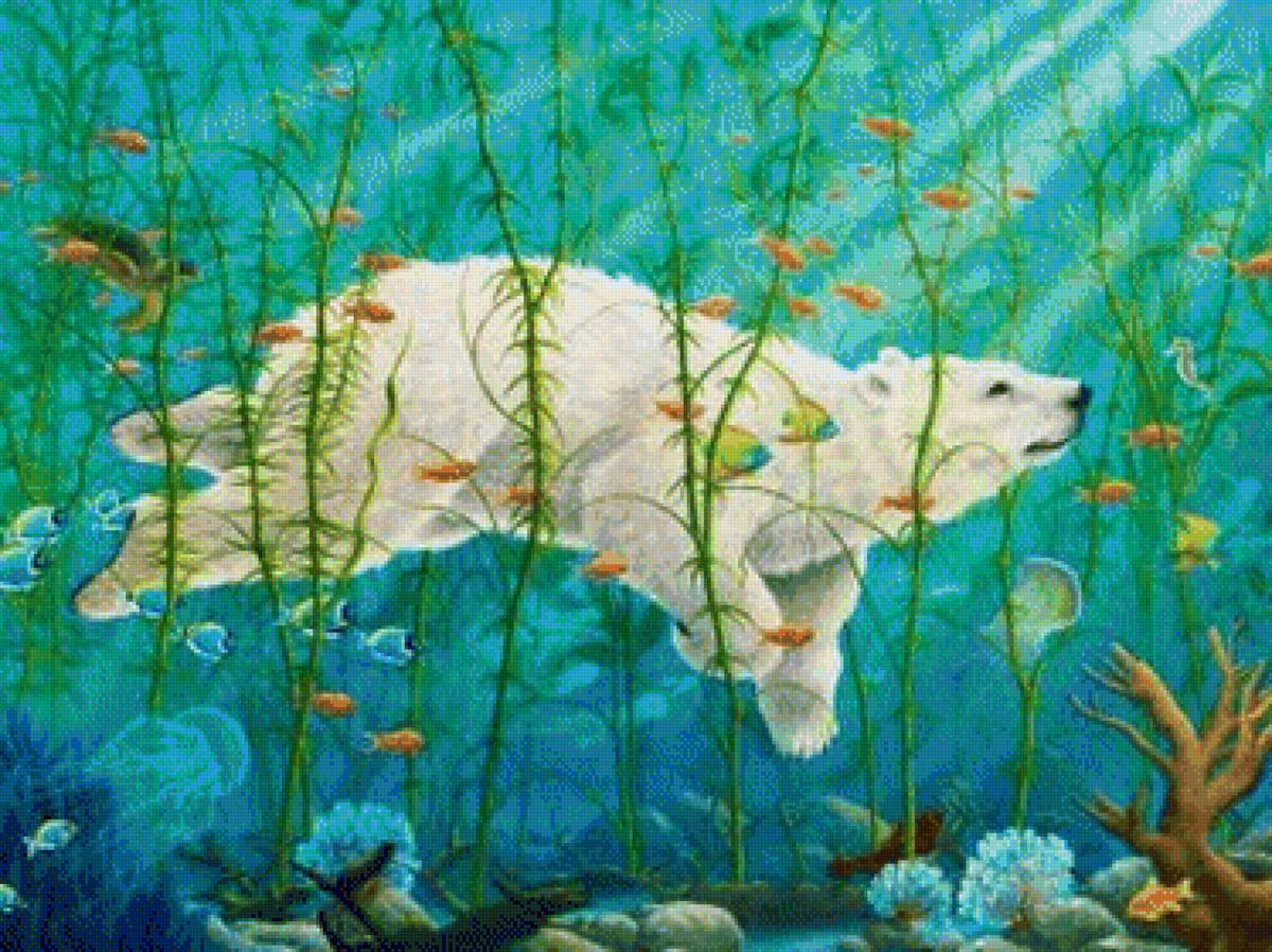 Мишка в море - медведь море - предпросмотр