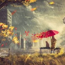 Схема вышивки «прогулка в дождь»