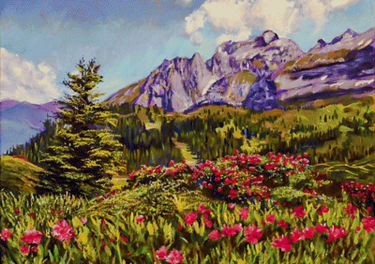 Summer Meadow Wildflowers. - david lloyd glover paintings.landscape.flowers and gardens. - предпросмотр