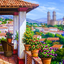 Схема вышивки «Terrace in Taxco Guerrero.»