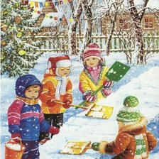 Схема вышивки «дети на прогулке»