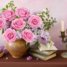 Схема вышивки «сирень с розами»