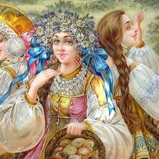 Схема вышивки «Три девицы»