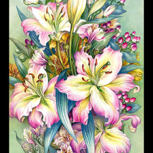 Схема вышивки «Букет с лилиями.»