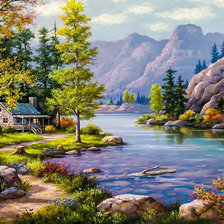 Схема вышивки «Tranquility in the Forest.»