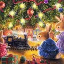 Схема вышивки «новогодние зайцы»