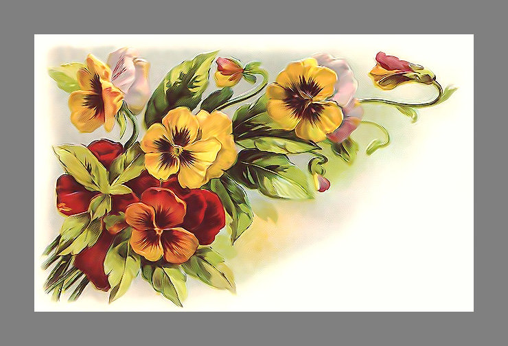 Серия "Винтаж". Анютины глазки - флора, анютины глазки, цветы, букет - оригинал