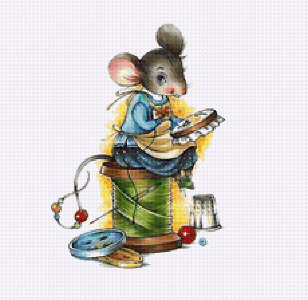 мышь - мышь, вышивка - предпросмотр