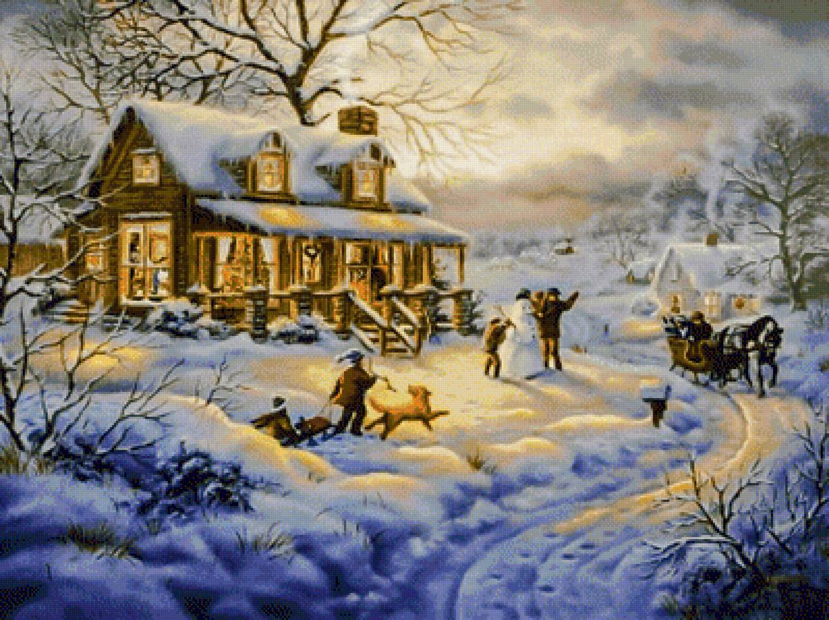 Winter Fun. - snowscenes.christmas.children.animals. - предпросмотр