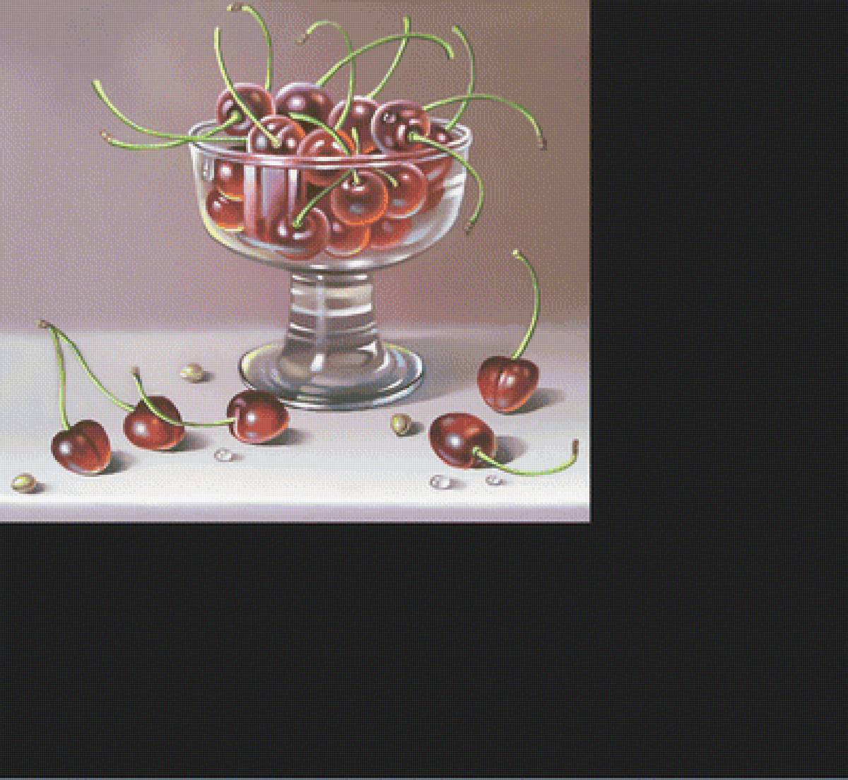 Маленький натюрморт с вишней. - натюрморт, вишня, ягоды - предпросмотр