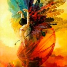 Схема вышивки «Девушка и перья»