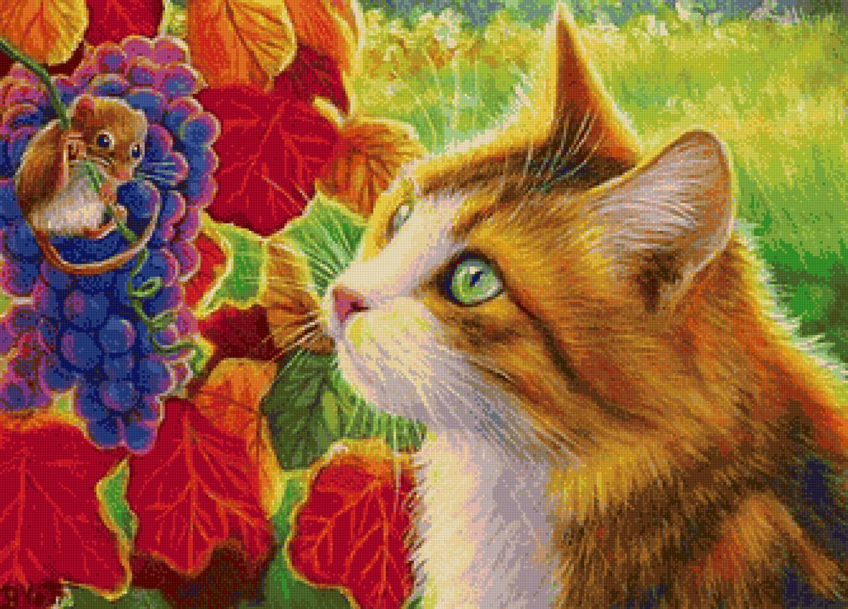 кот и мышь - мышь, виноград, кот - предпросмотр