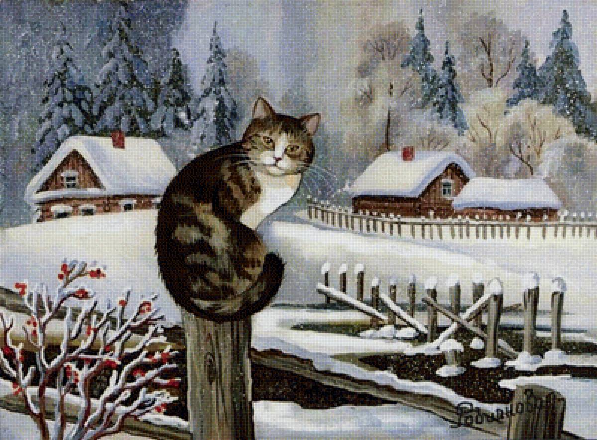 Мир животных - кот, кошка, дом, родионова, уют, деревня - предпросмотр