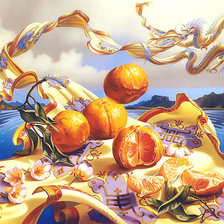 Схема вышивки «Китайский дракон и мандарины.»