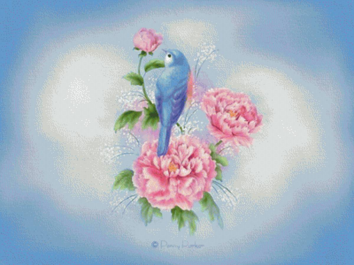 vtáčik,pivonie - предпросмотр