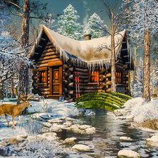 Схема вышивки «Forest Cabin Retreat.»