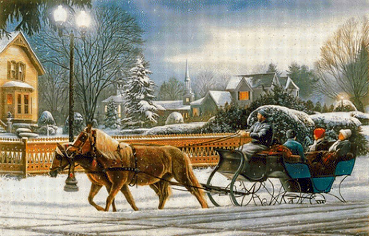 Heavenly Night. - kevin daniel art.snowscenes.people.animals. - предпросмотр