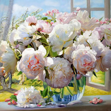 Схема вышивки «Букет на окне.»