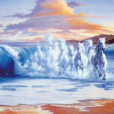 Схема вышивки «кони и волны»