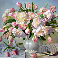 Схема вышивки «Букет и ноты.»