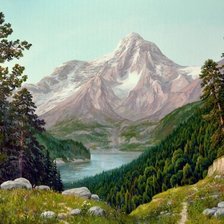 Схема вышивки «горный пейзаж»