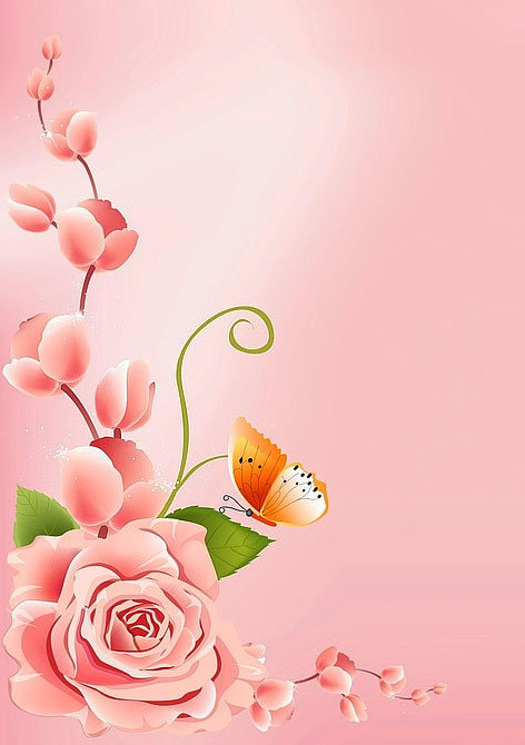 цветы - бабочки, розы - оригинал