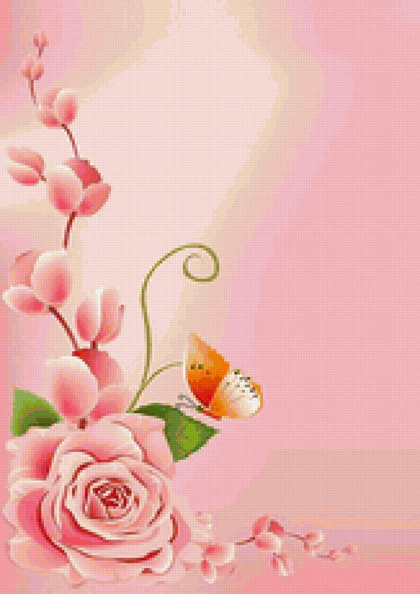 цветы - розы, бабочки - предпросмотр