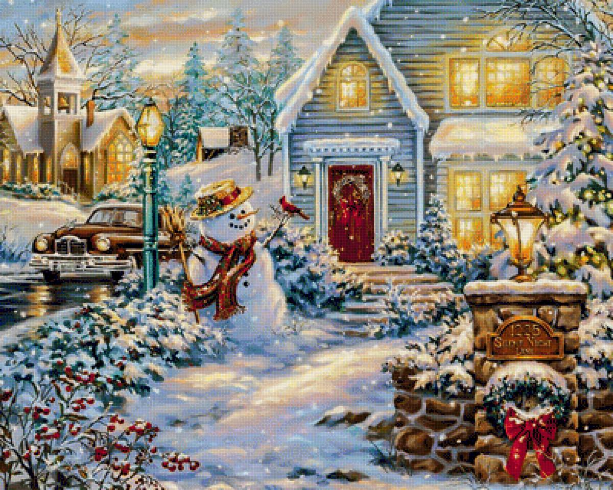 Silent Night Lane. - dona gelsinger paints.snowscenes.christmas. - предпросмотр