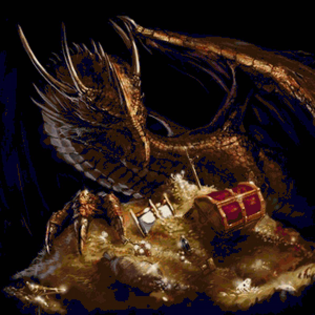 Дракон на золоте - дракон, золото, фентези - предпросмотр