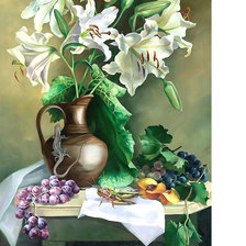 Схема вышивки «Белые лилии.»