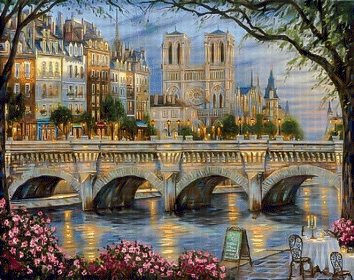 Sunset by the River Seine. - cityscapes.flowers and gardens. - предпросмотр