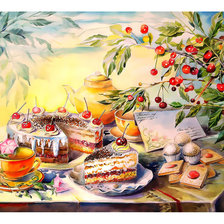 Схема вышивки «Натюрморт с тортиком.»